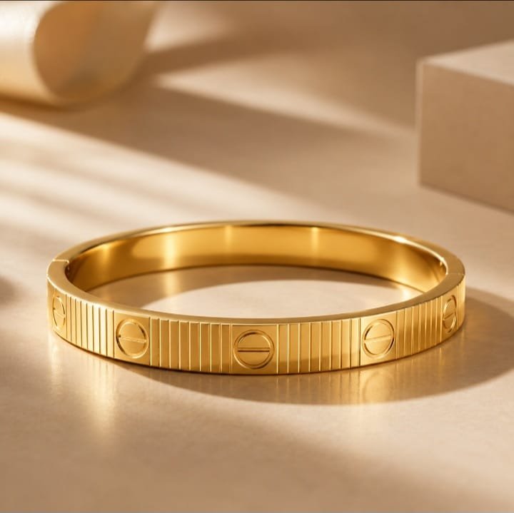 Gold Stainless Steel Love Bangle